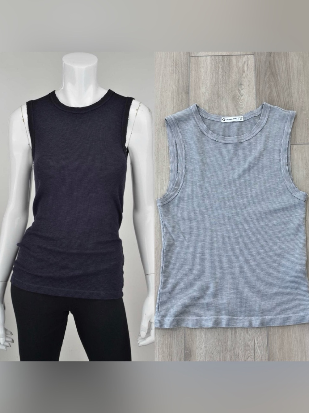 NWOT Crown Jewel Thermal crew tank 20 inch medium silver grey